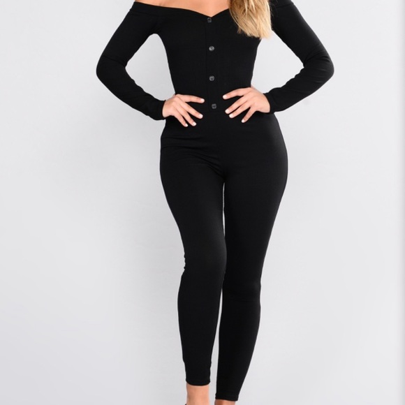 Fashion Nova Dresses & Skirts - black off shoulder jumpsuit. Fashion Nova Dresses & Skirts - black off shoulder jumpsuit.
